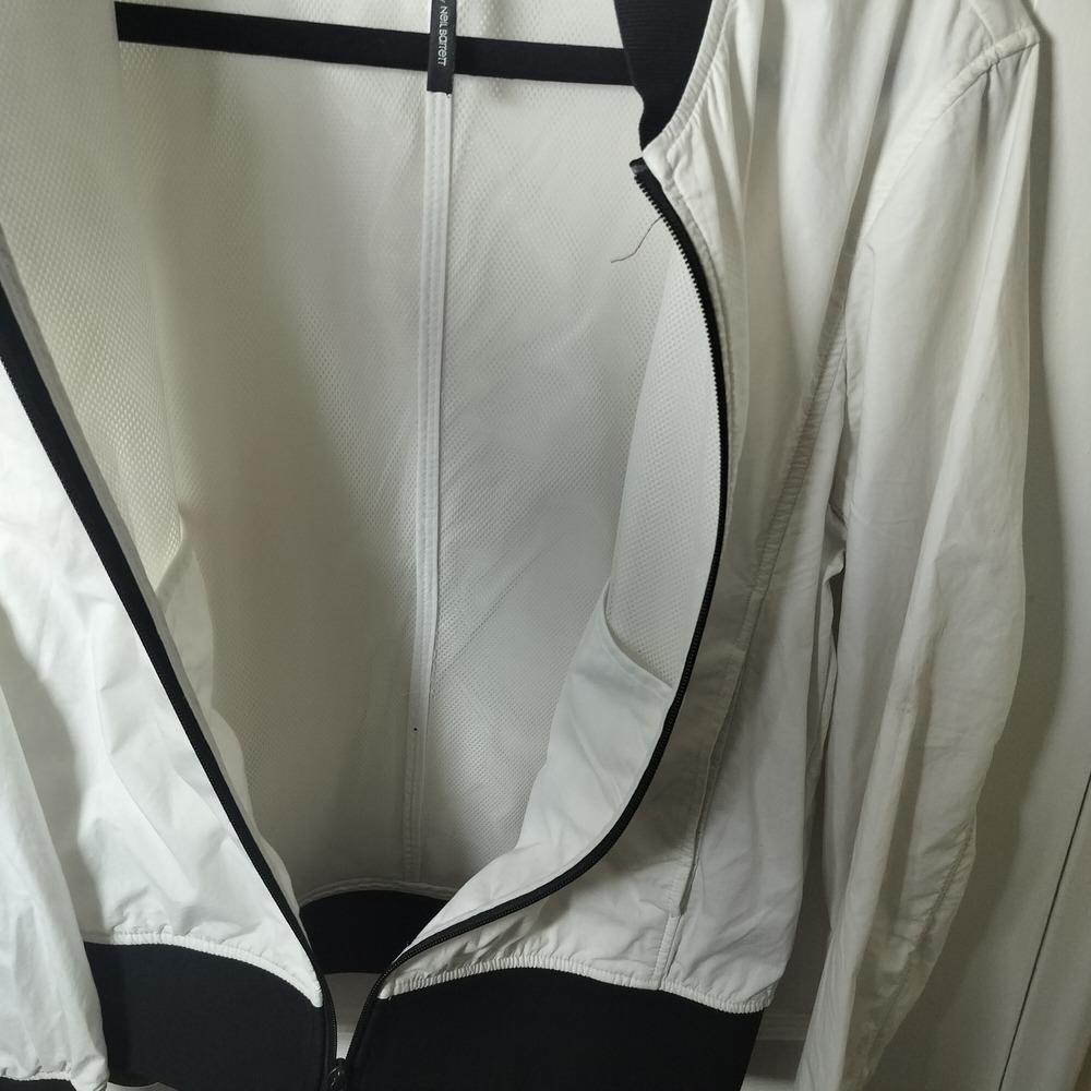 BLACKBARRETT by Neil Barrett Mens White Bomber Jacket Black Ribbed Trim Full Zip - Picture 7 of 11